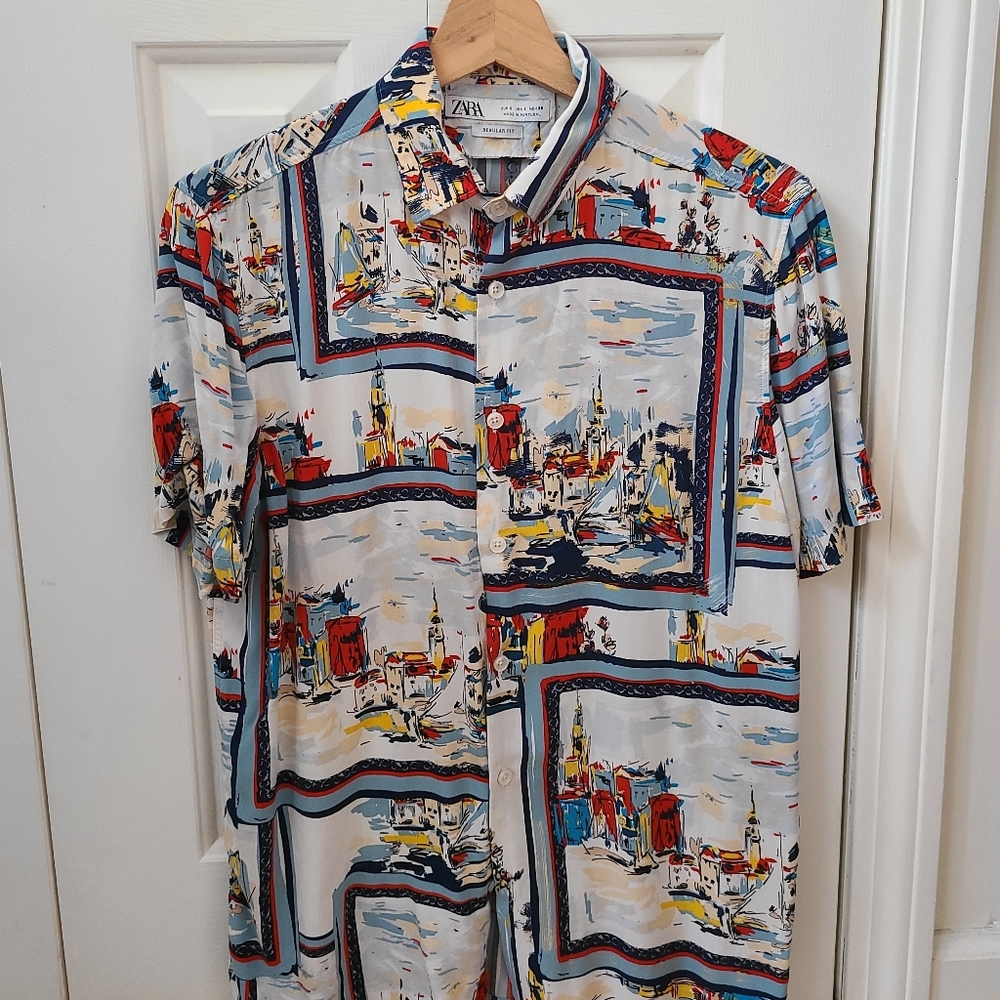Nautical watercolor print shirt